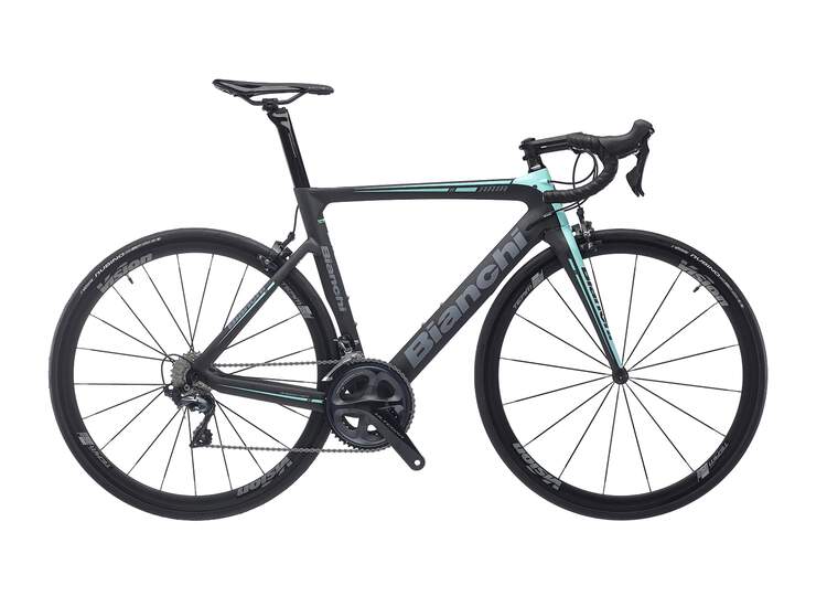 Bianchi Aria - Shimano Ultegra 11sp Compact - 2019 53 A1 - black/silver chrome full glossy