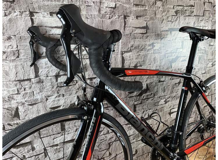 Bianchi Via Nirone 7 - Shimano 105 11sp Compact - 2019 55 Black / Red-graphite Full Glossy
