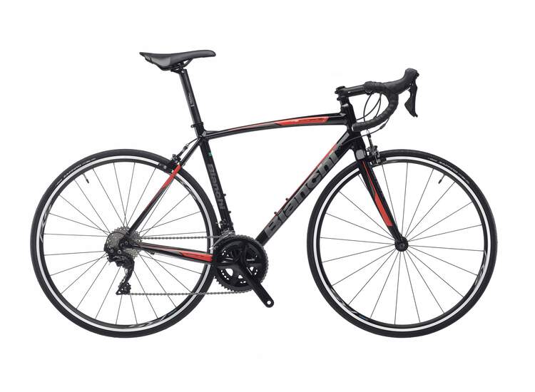 Bianchi Via Nirone 7 - Shimano 105 11sp Compact - 2019 55 Black / Red-graphite Full Glossy