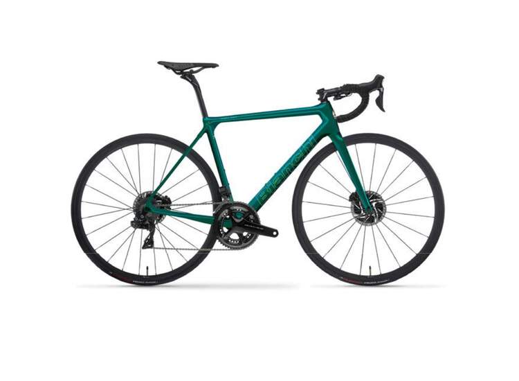 Bianchi Rennrad SPECIALISSIMA DISC- Super Record EPS 12sp Compact - Wind 400 DB - 2021 SB - Black Carbon UD/Mermaid Scale 53