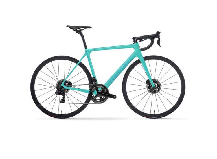Bianchi Rennrad SPECIALISSIMA DISC- Super Record EPS 12sp Compact - Wind 400 DB - 2021 SB - Black Carbon UD/Mermaid Scale 57