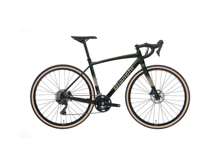 Bianchi NIRONE ALLROAD DISC Shimano GRX 400 10sp - 35mm tyre, flare drop bar - 2023 GV: Green Forest/Bronze Mirror Full Glossy 47