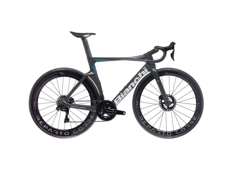 Bianchi Road Bike OLTRE RC Durace Di2 12sp Compact Disc brake - 2023 XA: Graphite-carbon | Blue/violet-alu silver full matt 55